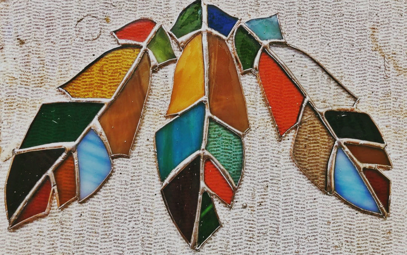 Patchwork Stained Glass Feather