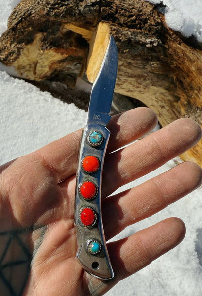 Red and Turquoise Pocket Knife- Design Your Own!