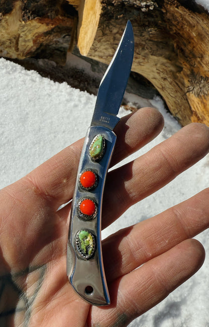 Red and Turquoise Pocket Knife- Design Your Own!