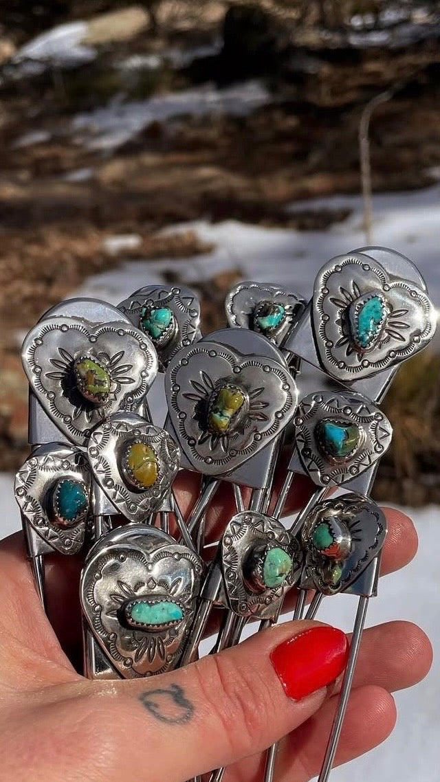 Heart Concho Safety Pin 4"