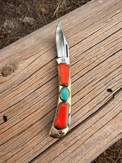Red and Turquoise Pocket Knife- Design Your Own!