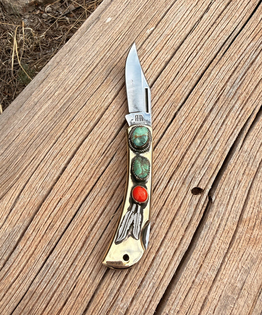 Red and Turquoise Pocket Knife- Design Your Own!