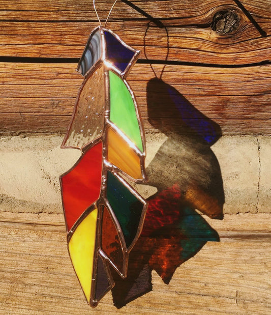Patchwork Stained Glass Feather